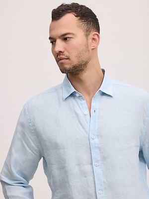 PALM MYKONOS linen shirt מכופתרת פשתן צבע תכלת שמיים