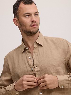 PALM MYKONOS linen shirt מכופתרת פשתן צבע בז'