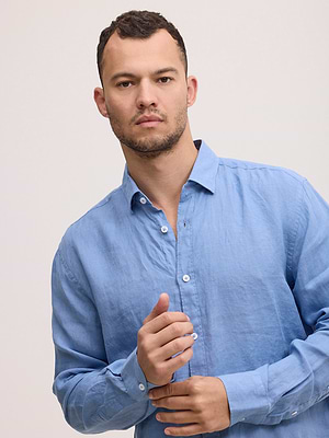 PALM MYKONOS linen shirt מכופתרת פשתן צבע כחול ים