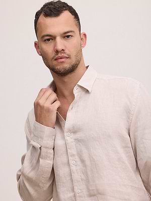 PALM MYKONOS linen shirt cream מכופתרת פשתן צבע קרם
