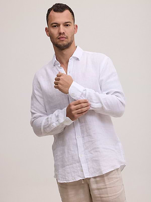PALM MYKONOS linen shirt white מכופתרת פשתן צבע לבן