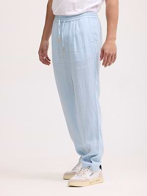PALM MYKONOS linen pants מכנס ארוך פשתן תכלת שמיים