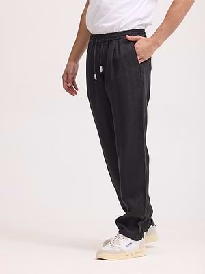 PALM MYKONOS linen pants מכנס ארוך פשתן שחור