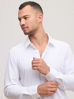HUGO BOSS white slim fit  Buttoned shirt חולצה מכופתרת בצבע לבן אל קמט