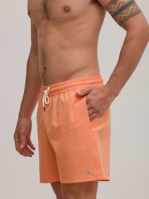 RALPH LAUREN swimshort small logo בגד ים ראלף לורן בצבע כתום עדיו סוס תכלת