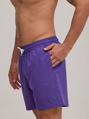 RALPH LAUREN swimshort small logo בגד ים ראלף לורן בצבע סגול עמוק סוס ירוק