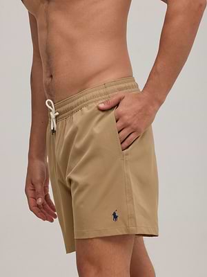 RALPH LAUREN swimshort small logo בגד ים ראלף לורן בצבע בז'