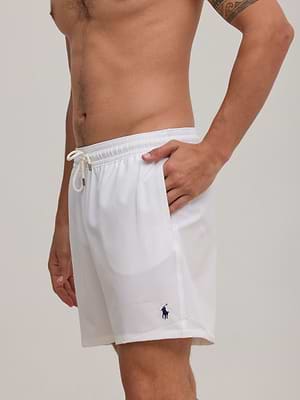 RALPH LAUREN swimshort small logo בגד ים ראלף לורן בצבע לבן סוס כחול