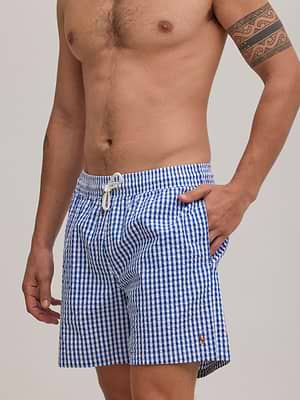 RALPH LAUREN swimshort small logo בגד ים ראלף לורן בצבע כחול לבן משצבעות סוס צבעוני
