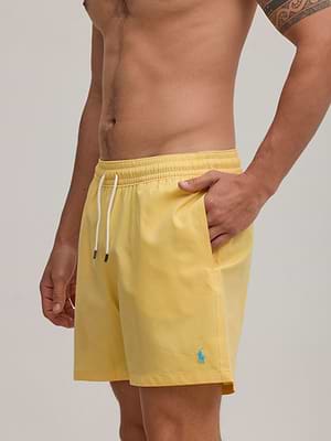 RALPH LAUREN swimshort small logo בגד ים ראלף לורן בצבע צהוב עדין סוס תכלת