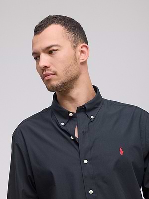 RALPH LAUREN shirt black red logo מכופתרת קלאסית בצבע שחור סוס אדום