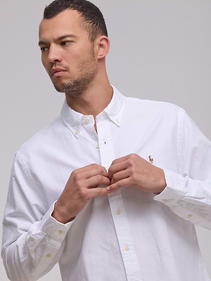 RALPH LAUREN shirt white logo מכופתרת בד אוקספורד סוס צבעוני