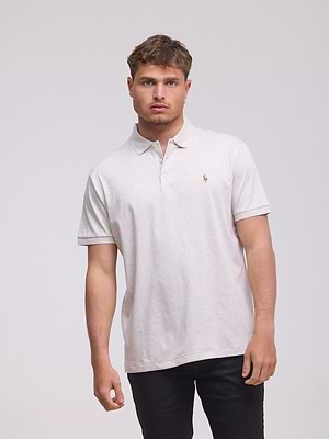 RALPH LAUREN polo logo colour פולו בצבע קרם מלאנז בד מרצרייז סוס צבעוני SLIM FIT