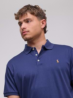 RALPH LAUREN polo logo colour פולו בצבע נייבי בד מרצרייז סוס צבעוני SLIM FIT