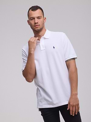 RALPH LAUREN polo logo פולו בצבע לבן סוס נייבי CLASSIC FIT