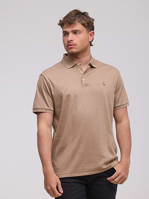 RALPH LAUREN polo logo colour פולו בצבע חום בד מרצרייז סוס צבעוני SLIM FIT