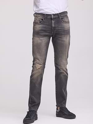 DIESEL jeans d-struk בצבע אפור משופשף קרע סגור בברך 09N59 - 34