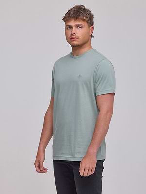 GANT t shirt small logo חולצה בצבע ירוק פיסטוק מעושן - L