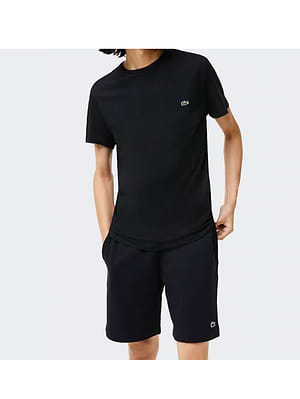 LACOSTE t shirt short sleeve טי שירט לקוסט בצבע שחור 031 עם התנין האייקוני (REGULAR FIT)