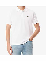 LACOSTE polo short sleeve פולו לקוסט בצבע לבן  001 עם התנין האייקוני (REGULAR FIT)