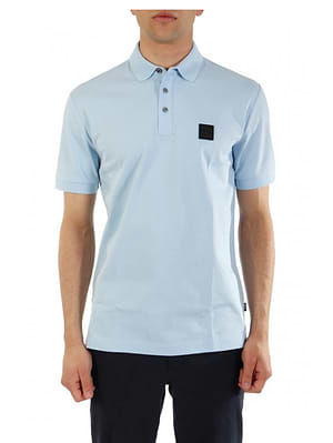 HUGO BOSS light blue polo מרצרייז חולצת פולו בצבע תכלת עם פלטה