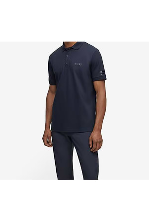 HUGO BOSS navy black polo חולצת פולו פיקה בצבע נייבי לוגו שחור