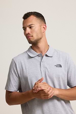 THE NORTH FACE gray polo פולו בצבע אפור עם רקמת המותג צידי