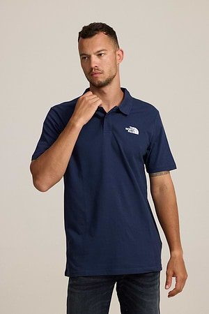 THE NORTH FACE navy white polo פולו בצבע נייבי עם רקמת המותג צידי לבן - m