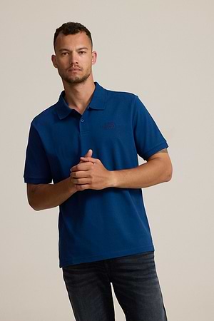 THE NORTH FACE blue polo פולו בצבע כחול עם רקמת המותג כחול טון על טון - xl