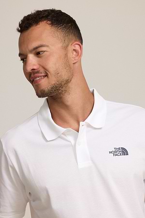 THE NORTH FACE white gray polo פולו בצבע לבן עם רקמת המותג צידי בצבע אפור - xxl