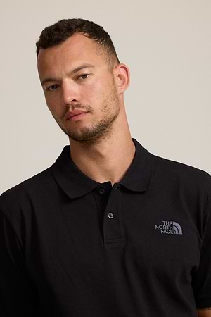 THE NORTH FACE black on grey polo פולו בצבע שחור על אפור עם רקמת המותג צידי - xl