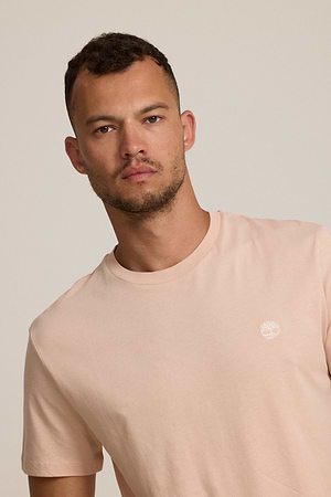TIMBERLAND logo t shirt חולצה בצבע אפרסק עם לוגו עיגול קטן בצבע לבן P-146