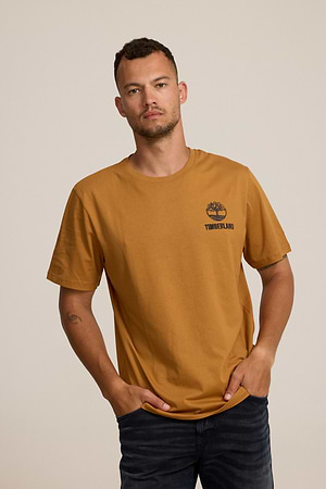 TIMBERLAND logo t shirt חולצה בצבע כתום סמל צידי והדפס בגב P-107