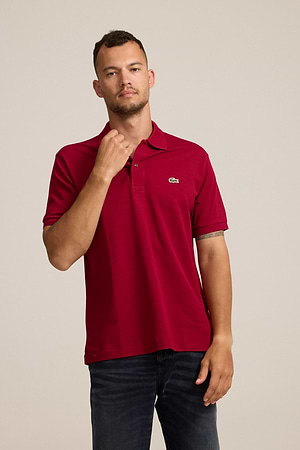 LACOSTE polo short sleeve פולו לקסוט בצבע בורדו  476 עם התנין האייקוני (REGULAR FIT) - l