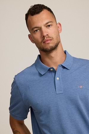 גאנט פולו בצבע כחול ג'ינס מלאנז  GANT polo (REGULAR fit) blue jeans - l