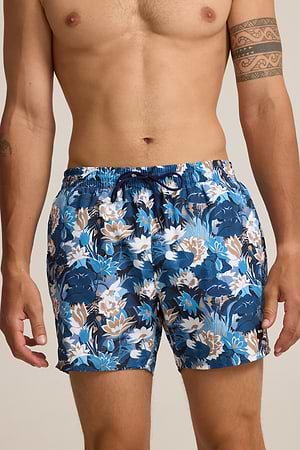 BOSS swimshort  small logo בגד ים בצבע פרחוני תכלת