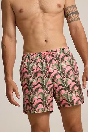 HUGO swimshort pink small logo בגד ים בצבע ורוד עצי דקל