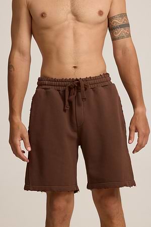 PALM MYKONOS brown short pants מכנס חום שוקולד אוברסייז קרעים (חלק מסט)