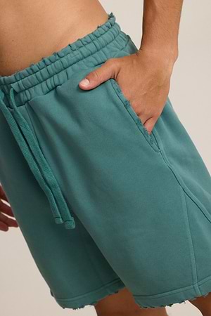 PALM MYKONOS tourkise short pants מכנס טורקיז אוברסייז קרעים (חלק מסט)