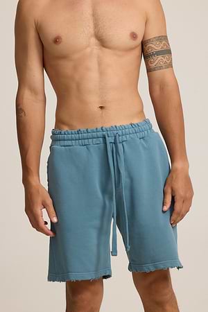 PALM MYKONOS blue short pants מכנס כחול פטרול אוברסייז קרעים (חלק מסט)