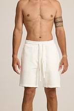 PALM MYKONOS whiteshort pants מכנס לבן אוברסייז קרעים (חלק מסט)