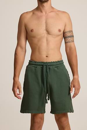 PALM MYKONOS green short pants מכנס ירוק בקבוק אוברסייז קרעים (חלק מסט)