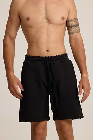 PALM MYKONOS black short pants מכנס שחור אוברסייז קרעים (חלק מסט)