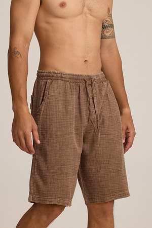 2512 brown short pants מכנס בד טטרה בצבע חום (חלק מסט)