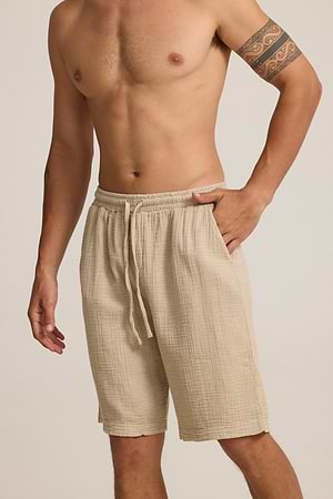 2512 S biege short pants מכנס בד טטרה (חלק מסט)