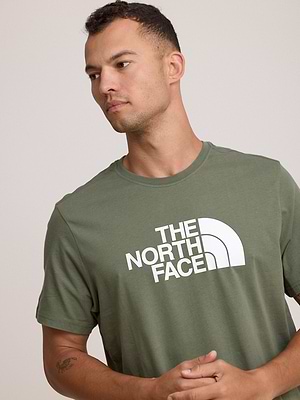 THE NORTH FACE logo t shirt חולצה בצבע ירוק פיסטוק עם לוגו צידי T-99