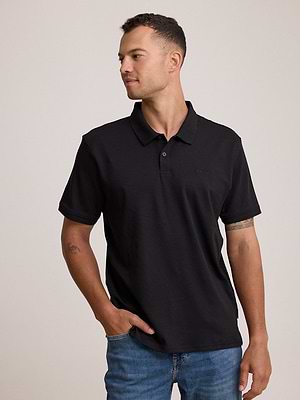 CALVIN KLEIN logo polo shirt חולצת פולו שרוול קצר לוגו טון על טון בצבע שחור
