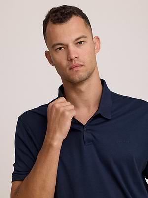 CALVIN KLEIN logo polo shirt חולצת פולו שרוול קצר לוגו טון על טון בצבע כחול נייבי