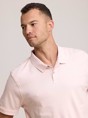 CALVIN KLEIN logo polo shirt חולצת פולו שרוול קצר לוגו טון על טון בצבע ורוד עדין