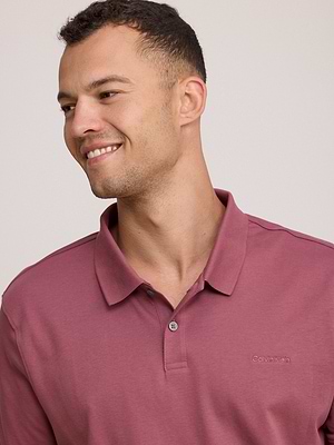CALVIN KLEIN logo polo shirt חולצת פולו שרוול קצר לוגו טון על טון בצבע ורוד עתיק